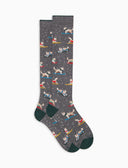 Calze lunghe uomo cotone caldo grigie fantasia husky sulla neve