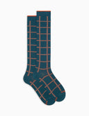 Calze lunghe uomo cotone caldo color pavone fantasia window pane