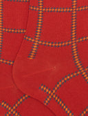 Calze lunghe uomo cotone caldo arancio fantasia window pane