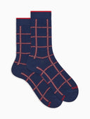 Men's short blue warm cotton socks