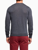Jersey de cuello redondo para hombre de lana virgen gris liso