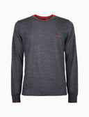 Jersey de cuello redondo para hombre de lana virgen gris liso
