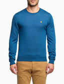 Pull girocollo uomo lana vergine color pavone tinta unita