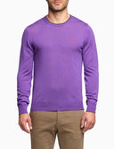 Pull girocollo uomo lana vergine viola tinta unita