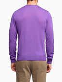 Pull girocollo uomo lana vergine viola tinta unita