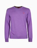Pull girocollo uomo lana vergine viola tinta unita