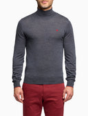 Jersey de cuello alto para hombre de lana virgen gris liso
