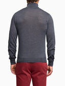 Jersey de cuello alto para hombre de lana virgen gris liso