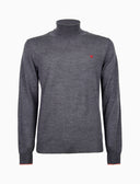 Jersey de cuello alto para hombre de lana virgen gris liso