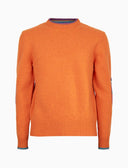 Pull girocollo uomo lana arancio tinta unita