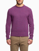 Men's plain purple wool round neck pullover