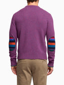 Men's plain purple wool round neck pullover