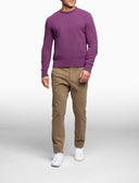 Men's plain purple wool round neck pullover