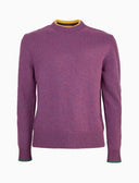 Men's plain purple wool round neck pullover