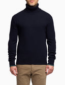 Pull dolcevita uomo lana blu tinta unita