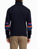 Pull dolcevita uomo lana blu tinta unita