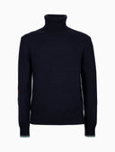 Pull dolcevita uomo lana blu tinta unita