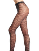Damenstrumpfhose 50 Denier, schwarz, Spitzenblumenmuster