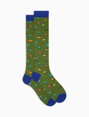 Men's long green lightweight cotton socks