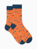 Calze corte uomo cotone leggero arancio fantasia macchinine