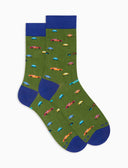 Men's short green lightweight cotton socks