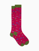 Women's long fuchsia lightweight cotton socks