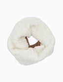 Cuello unisex de alpaca, algodón y lana, blanco, con trenzado liso y contrastes