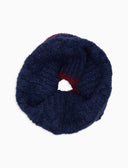 Cuello unisex de alpaca, algodón y lana, azul, con trenzado liso y contrastes
