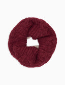Cuello unisex de alpaca, algodón y lana, burdeos, con trenzado liso y contrastes