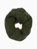 Cuello unisex de alpaca, algodón y lana, verde, con trenzado liso y contrastes