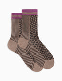 Women's short twin rib grey cotton socks