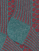 Calze corte donna cotone color pavone fantasia twin rib e micro geometria effetto scintillante