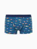 Herren-Boxershorts aus blauer Baumwolle mit Auto-Motiv