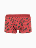Herren-Boxershorts aus roter Baumwolle mit Off-Piste-Skifahrer-Motiv