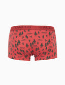Herren-Boxershorts aus roter Baumwolle mit Off-Piste-Skifahrer-Motiv