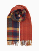 Sciarpa double face unisex lana blu fantasia tartan colorato e window pane