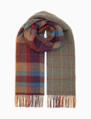 Sciarpa double face unisex lana bordò fantasia tartan colorato e window pane