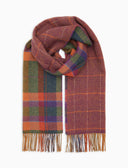 Sciarpa double face unisex lana verde fantasia tartan colorato e window pane