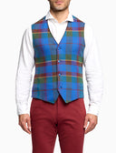 Men's light blue waistcoat with tartan motif
