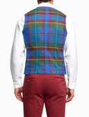 Men's light blue waistcoat with tartan motif