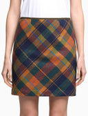 Women's blue A-line miniskirt with tartan motif