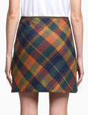 Women's blue A-line miniskirt with tartan motif