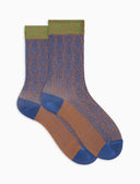 Kurze Damensocken aus Viskose, hellblau, mit Damastmuster