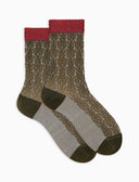 Kurze Damensocken aus Viskose, grün, mit Damastmuster
