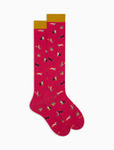 Women's long fuchsia lightweight cotton socks