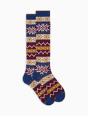 Calcetines largos de hombre de algodón cálido azules con motivo griego navideño