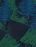 Kurze Herrensocken aus warmer Baumwolle, blau, mit Waldmuster
