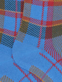 Lange Herrensocken aus warmer Baumwolle, hellblau, mit Tartanmuster