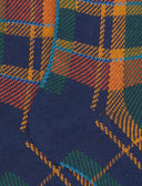 Women's long blue warm cotton socks with tartan motif