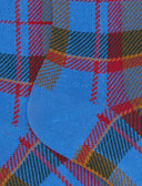Kurze Damensocken aus warmer Baumwolle, hellblau, mit Tartanmuster